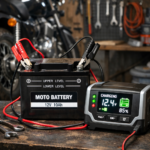 Batterie de moto en train de charger