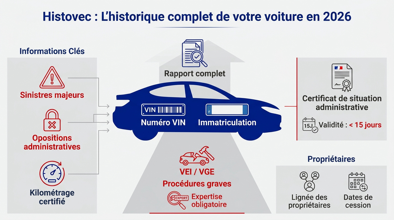 Interface du service Histovec pour consulter l'historique d'un véhicule d'occasion