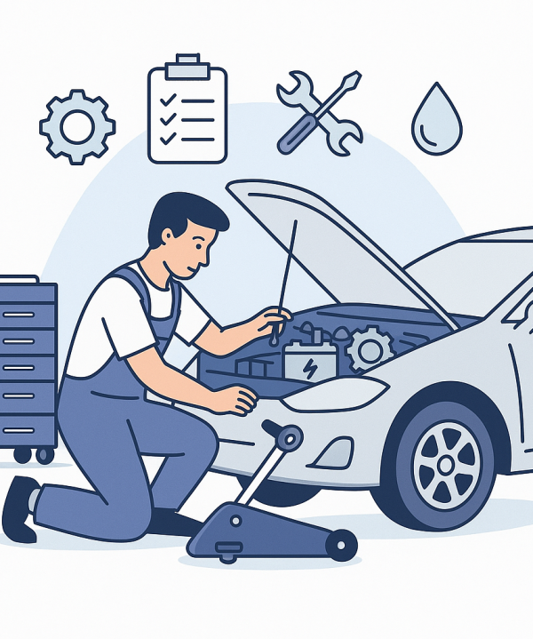 Mécanicien réparant voiture au garage